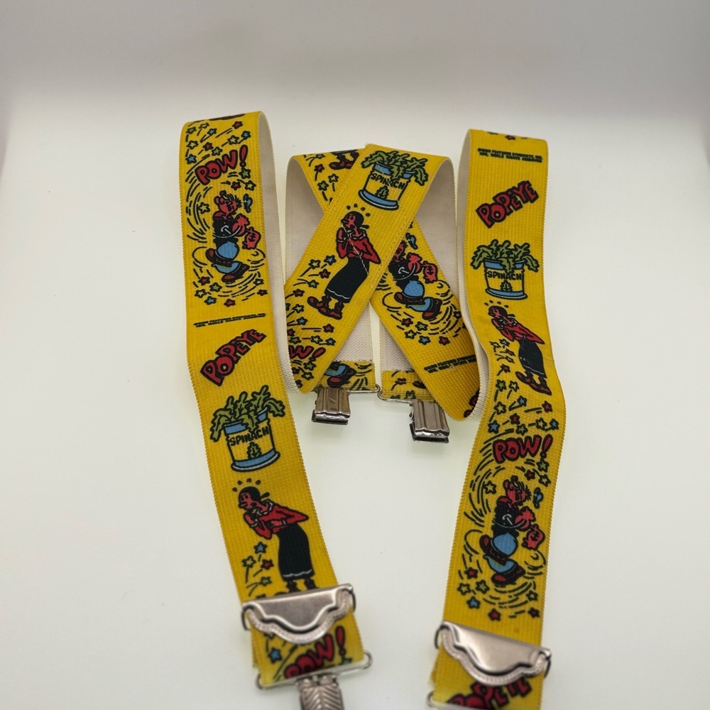 Yellow Popeye Cartoon Print Suspenders